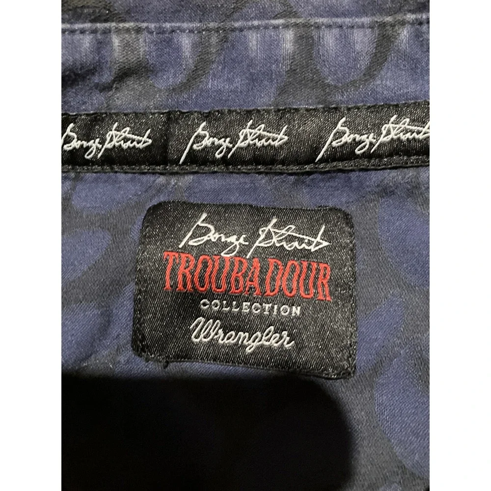 Wrangler George Strait Troubadour Navy Paisley Western Pearl Snap Shirt Mens L